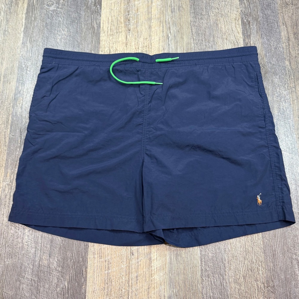 Polo Ralph Lauren Swim Trunks Mens XXL Navy Blue Drawstring Mesh Lined Pony